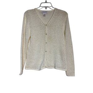 Pendleton Womens Cream Button-Down Cardigan Sweater Size M 60% Polyester 40% Cot